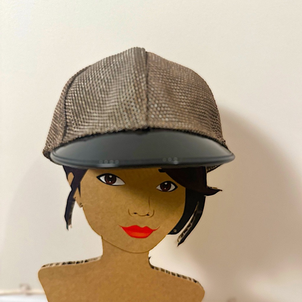 OPHELIE HATS Structured Metallic Mesh Hat w/Patent Brim & Equestrian Edge OSFM